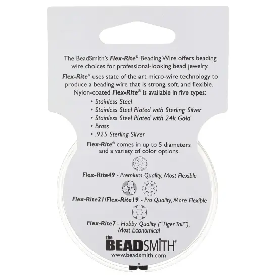 The Beadsmith Flex-Rite 49 Strand Nylon Coated, Stainless-Steel Beading Wire, Jewelry Making Supply (.018 Dia, Pearl Silver - 30 Ft) {6}