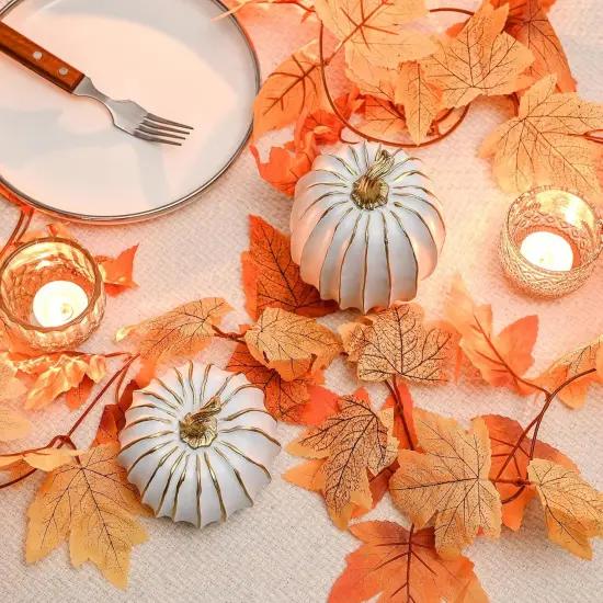 2 PCS Resin Thanksgiving Fake Pumpkin Figurines {2}