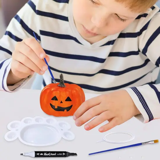 12 Sets DIY Fall Pumpkin Painting Kits Assorted White Foam {2}