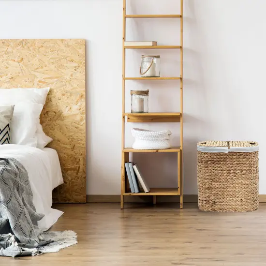 Seville Classics Natural Handwoven Lidded Oval Double Laundry Hamper, 22.75" W x 13" D x 24" H {2}