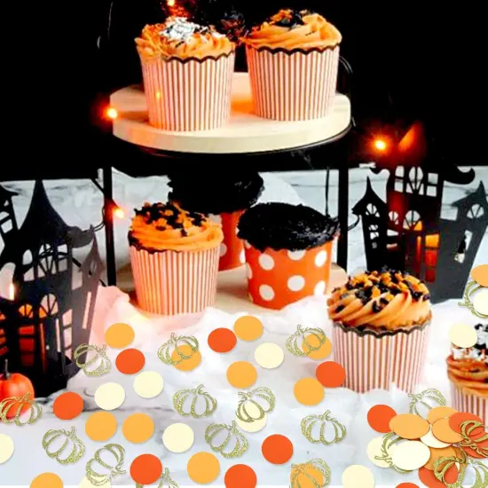 100PCS Pumpkin Confetti Little Pumpkin Baby Shower Confetti Thanksgiving Pumpkin Table Confetti for Little Pumpkin Baby Shower Birthday Table Decorations {3}