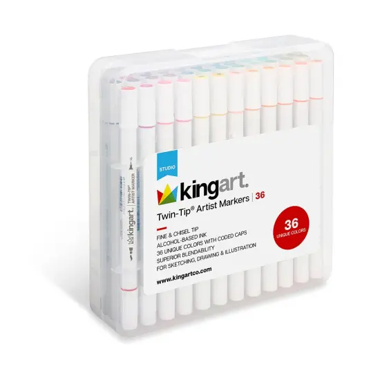 KINGART&reg; Twin-Tip&trade; Permanent Alcohol-Based Sketch Markers, 36 Colors {1}