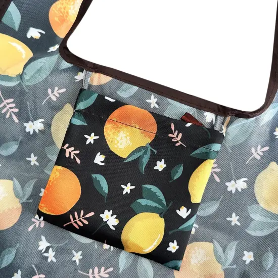 Wrapables Foldable Tote Nylon Reusable Grocery Bag (Set of 2), Oranges & Lemons {5}