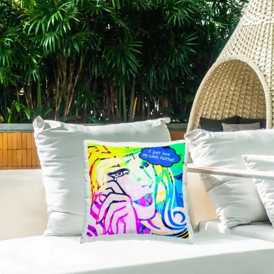 Pop Comic Style Glam Outdoor Printed Pillow Design by Graffitee Studios, 18 x 7 x 18 {2}