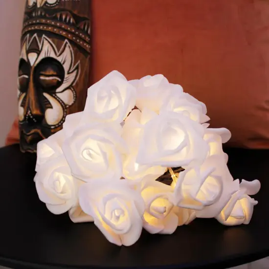 20 LED 5MM Lights with PE rose flowers Warm White {2}