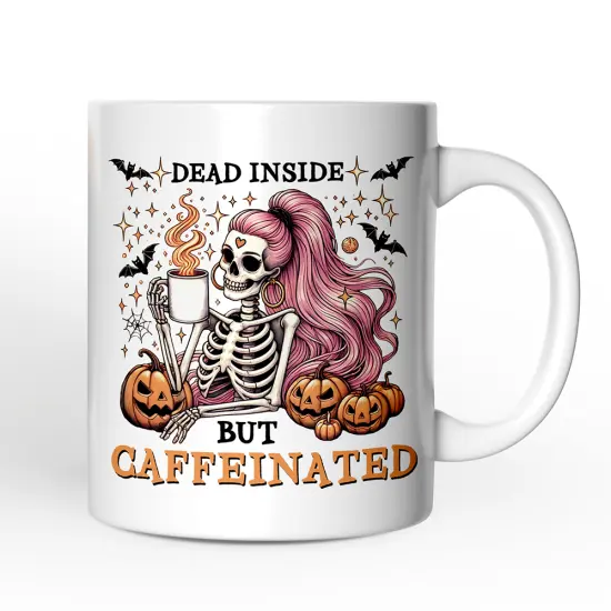 Funny Girl Caffeinated Skeleton, Halloween Mug For Women {4}