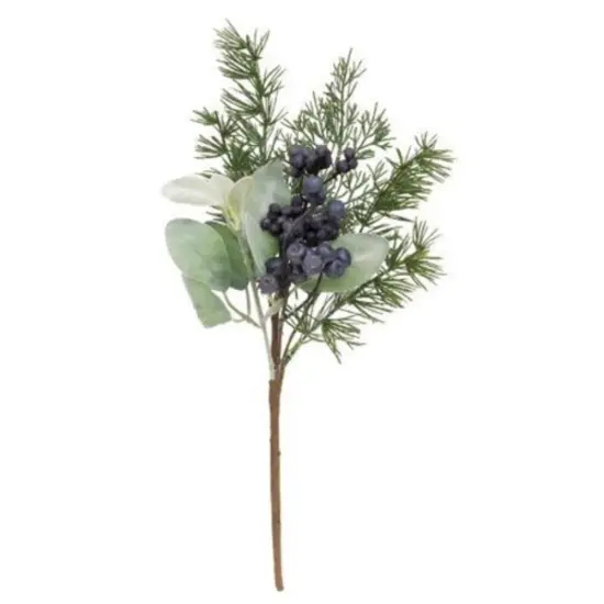 Royal Blue Berries Cedar & Lamb's Ear Pick 15" {1}