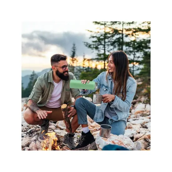 22 Oz Double-walled Insulated Stainless Steel Water Bottle with 2 Lids and Straw Green {5}