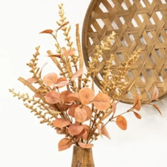 22" Long Wood-bury Grass and Orange Eucalyptus Bush with Flexible Stem {2}