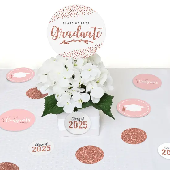 Big Dot of Happiness Rose Gold Grad - 2025 Graduation Party Giant Circle Confetti - Party Decorations - Large Confetti 27 Count {7}
