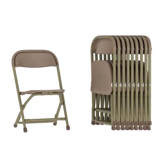 Emma and Oliver 10 Pack Kids Plastic Folding Chair Daycare Home School Furniture Brown {2}