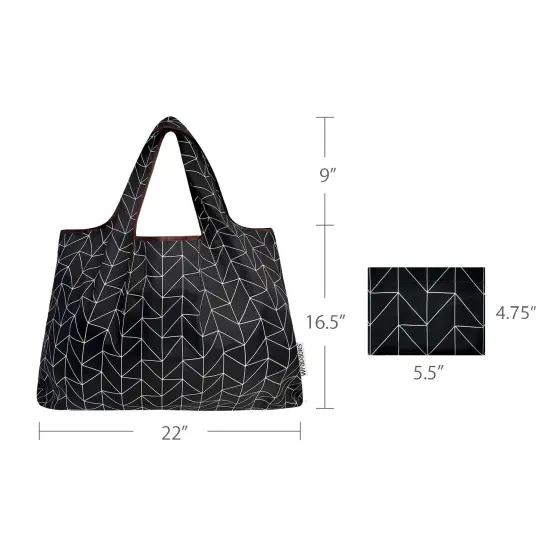 Wrapables Large Foldable Tote Nylon Reusable Grocery Bags, Geometric {2}