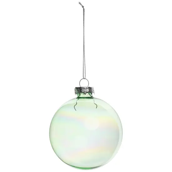 Northlight Iridescent Glass Christmas Ball Ornaments - 3.25" (80mm) - Transparent Green - 4ct {3}