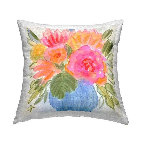 Full Blossoms Bouquet Outdoor Printed Pillow Design by Suzanne Allard, 18 x 7 x 18 {1}
