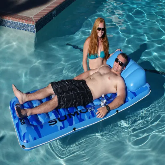 Swim Central Inflatable Camouflage Sumo Sized Swimming Pool Raft - 81" - Blue {5}