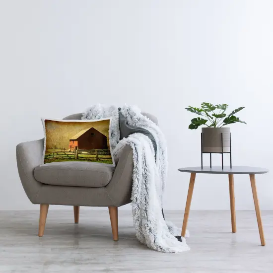 Red Barn Distressed Pattern Decorative Printed Throw Pillow Design by Graffitee Studios, 14 x 7 x 20 {2}