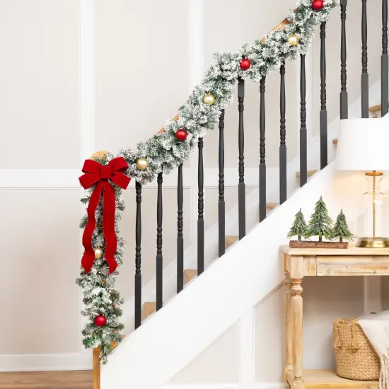 Northlight Flocked Madison Pine Artificial Christmas Garland - 9' x 10" - Unlit Green {1}