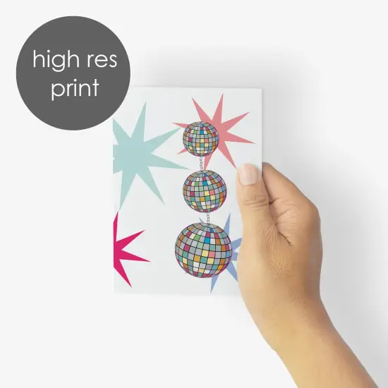Modern Disco Christmas Greeting Cards Boxed Set of 24 Holiday Notecards Featuring 6 Stylish and Fun Designs with Disco Balls and Retro Vibes {4}
