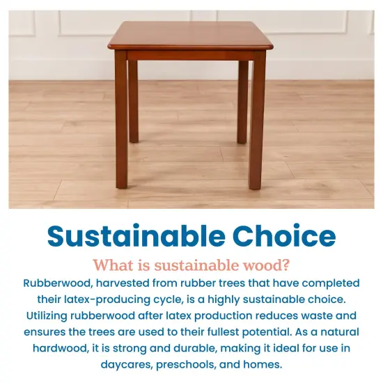 24in Square Hardwood Table with 22in Legs, Kids Furniture Dark Walnut {5}