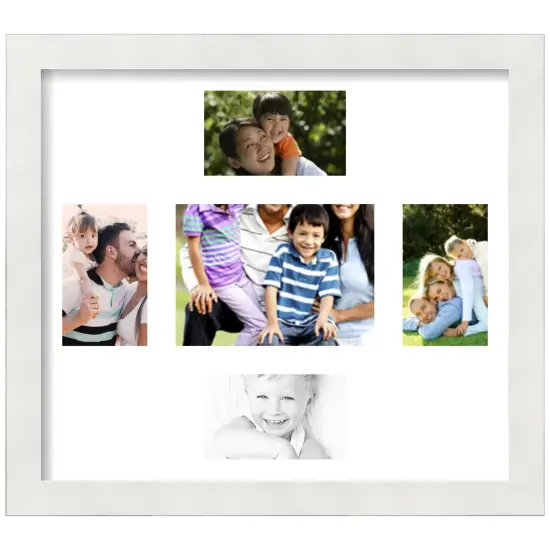 ArtToFrames Collage Photo Picture Frame with 1 - 5x7 and 4 - 3x5 inch Openings, Framed in White with Over 62 Mat Color Options and Regular Glass (CSM-3966-331) {1}