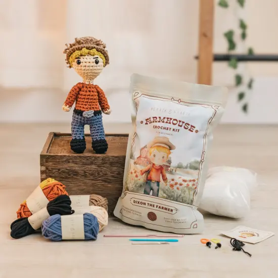 Hearth & Harbor Amigurumi Crochet Kit for Beginners Dixon the Farmer {1}