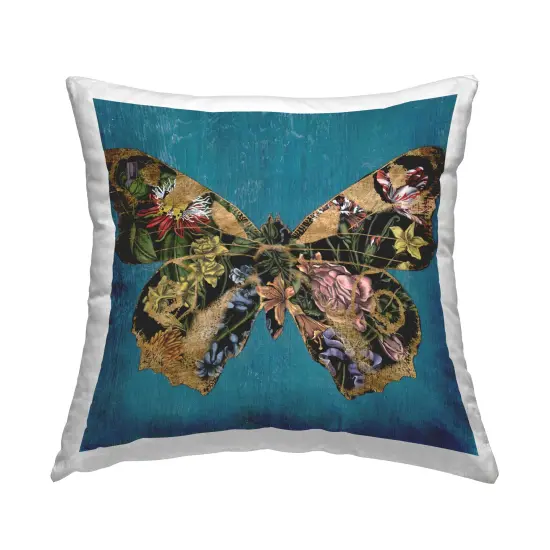 Vivid Blue with Butterfly Decorative Printed Throw Pillow Design by Naomi McCavitt, 18 x 7 x 18 {1}