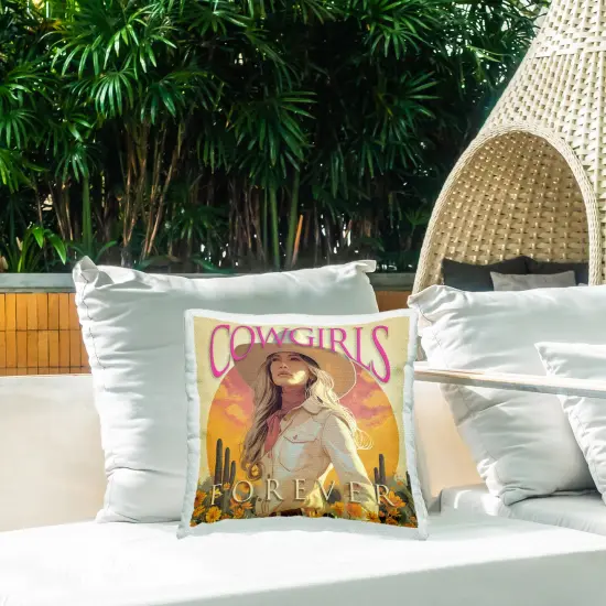 Cowgirls Forever Portrait Outdoor Printed Pillow Design by Steve Hunziker, 18 x 7 x 18 {2}