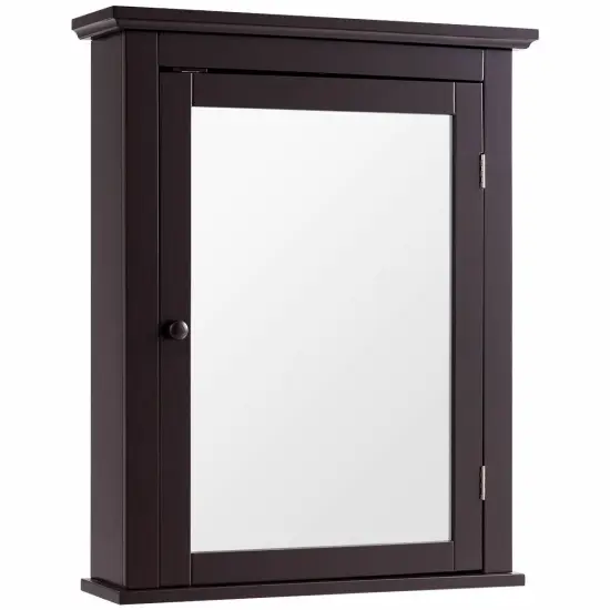 Bathroom Mirror Cabinet Wall Mounted Adjustable Shelf Medicine Storage Black {7}