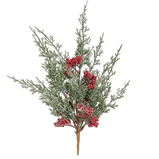 19" Long Graceful Cedar Berry Bush with Silver Sparkle Coating {1}