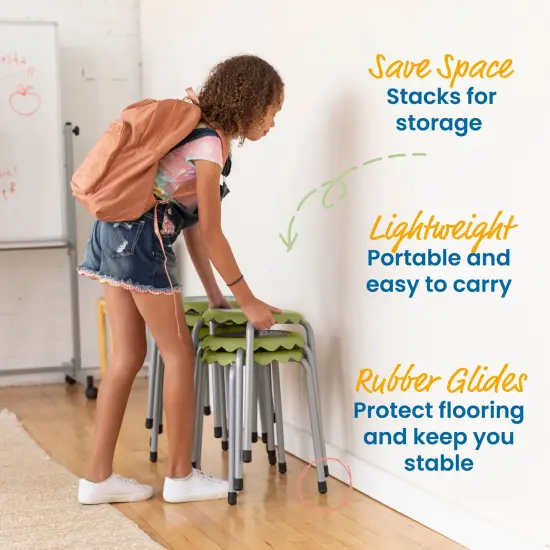 Daisy Stackable Stool Set, Flexible Seating, 8-Piece Fern Green {3}