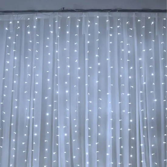 600 LED 24 Strand Twinkling Curtain Light Plug in Warm white {5}