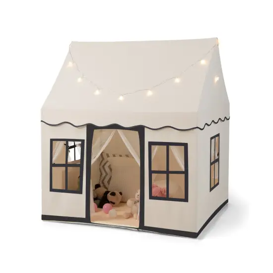 Toddler Large Playhouse with Star String Lights Perfect for Gifting Brown {7}