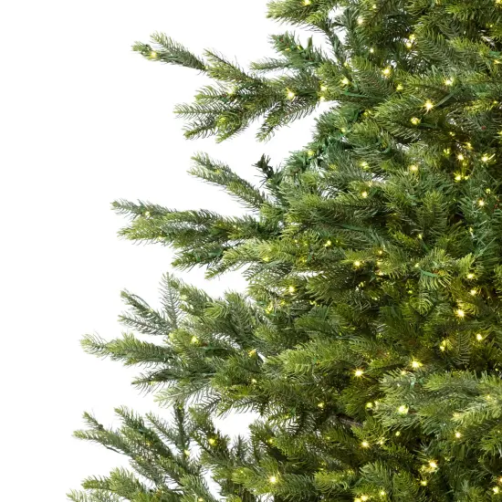 Northlight Real Touch&trade;️ Pre-Lit Full Oregon Noble Fir Artificial Christmas Tree - 6.5' - Warm White LED Lights Green {5}
