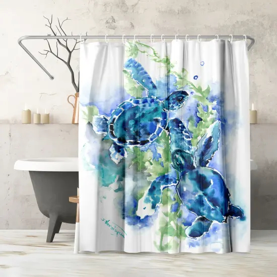 Americanflat 71" x 74" Shower Curtain, Sea Turtles 1 by Suren Nersisyan {1}