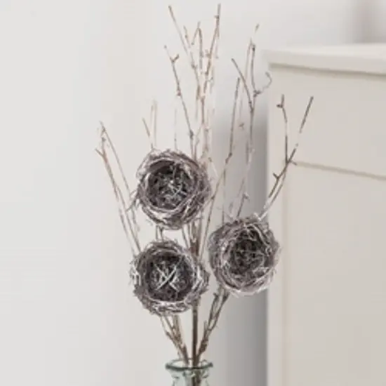 Snow Fallen Branch With Birdnest 34" {2}