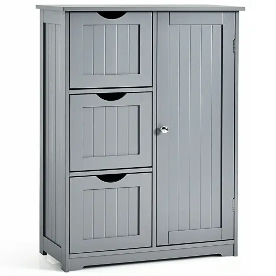 MDF Bathroom Floor Cabinet with Drawers and Adjustable Shelf Black {9}