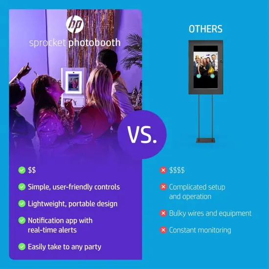 HP Sprocket Photobooth 3x4" Photo Printer Bundle w/3.5 x 4.25&rdquo; Zink Photo Paper (300 Sheets) White {6}