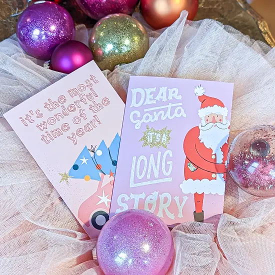 Trendy Pink Christmas Greeting Cards Boxed Set &ndash; 24 Modern Holiday Notecards Featuring 6 Fun and Festive Designs, Perfect for Spreading Cheer with Style and Humor {4}