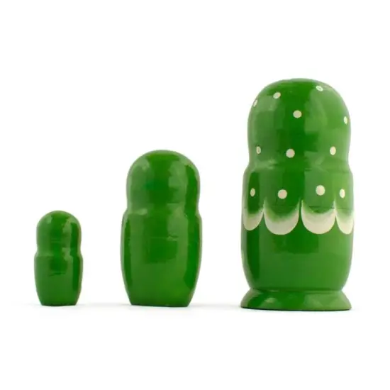 3 Daffodils Flowers on Green DressWooden Nesting Dolls 3.5 Inches {3}