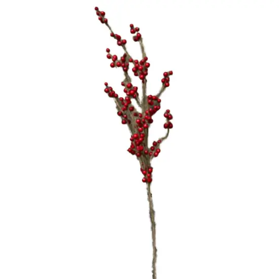 27&rdquo;Long Red Berry Spray on Brown-Wrapped Wired Stems Perfect for Home Decor {1}