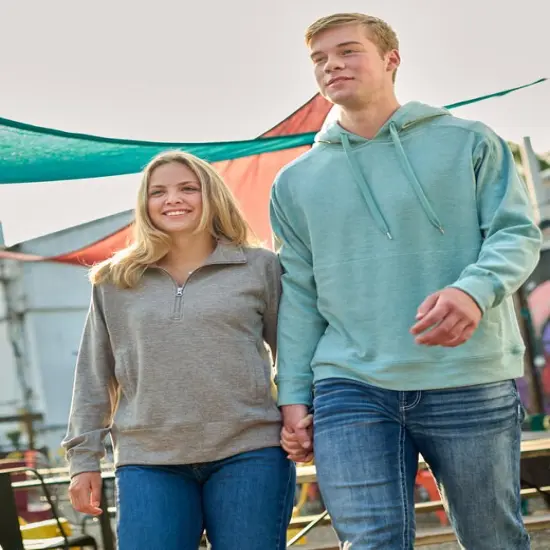 J America&reg; Unisex Electric Long Sleeve Fleece Hooded Sweatshirt ELECTRIC SKY {5}