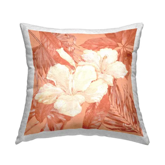 Tropical Hibiscus Bunch Outdoor Printed Pillow Design by Paul Brent, 18 x 7 x 18 {1}