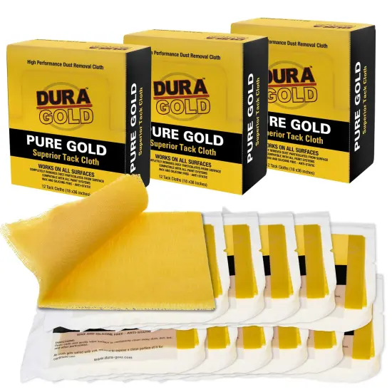 Pure Gold Superior Tack Cloths - Tack Rags (Box of 36) - Woodworking and Painters Professional Grade - Removes Dust, Sanding Particles, Cleans Surfaces - Wax and Silicone Free, Anti-Static {1}