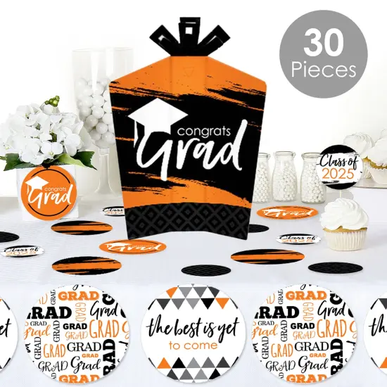 Big Dot of Happiness Orange Grad - Best is Yet to Come - 2025 Orange Graduation Party Decor and Confetti - Terrific Table Centerpiece Kit - Set of 30 {3}
