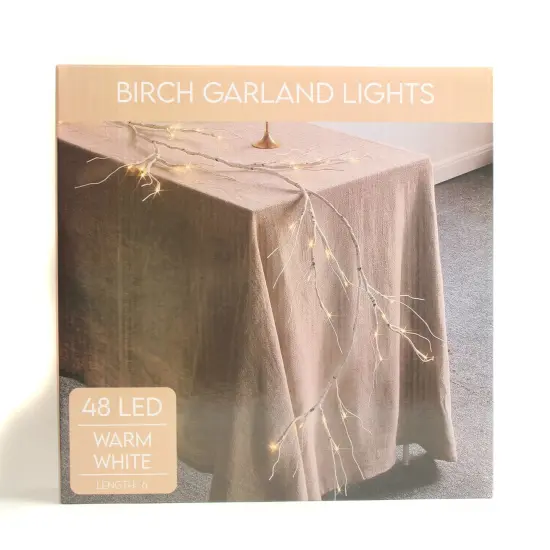 Perfect Holiday 48 LED Birch Garland Lights, 6FT WARM WHITE {6}