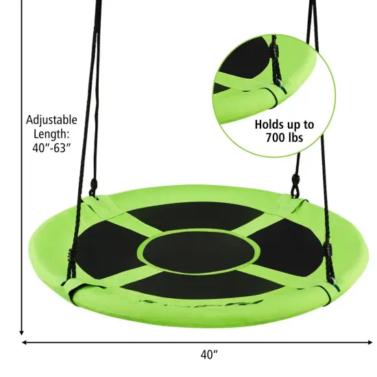 40 Inch Flying Saucer Tree Swing Indoor Outdoor Play Set Green {6}