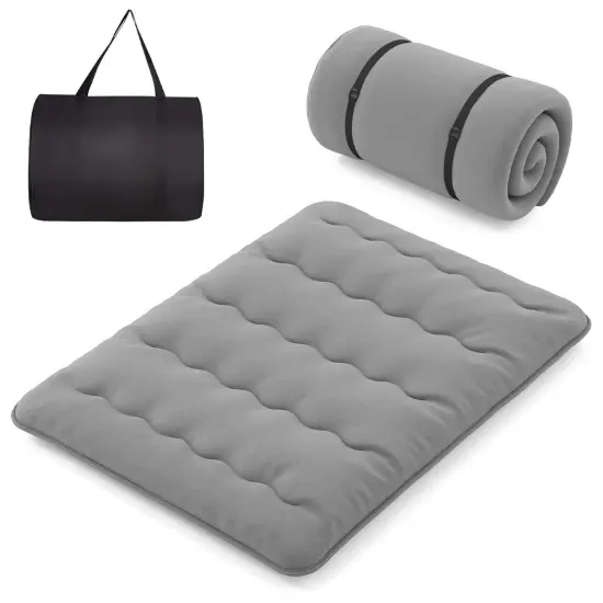 Costway Twin/Full/Queen/King Futon Mattress Japanese Floor Pad Washable Cover Carry Bag Grey {1}