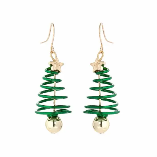 2 Sets Spiral Christmas Tree Earrings {1}