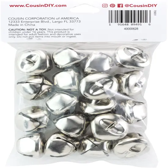 CousinDIY Jingle Bells 1" 18/Pkg-Silver {3}