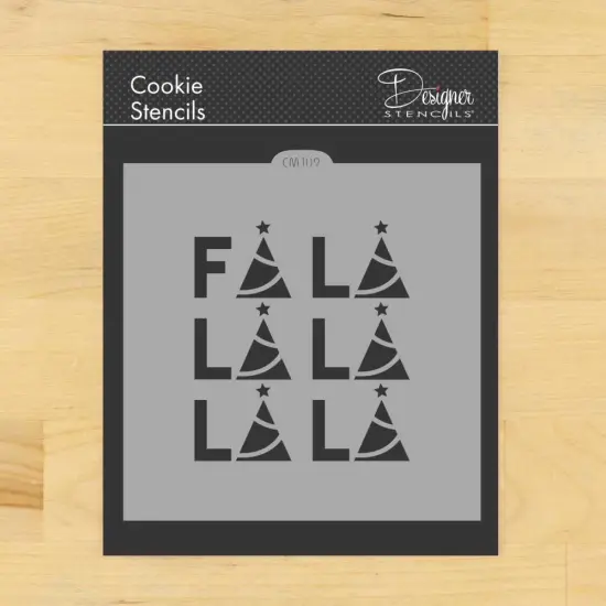 FA LA LA Cookie & Craft Stencil | CM109 by Designer Stencils | Cookie Decorating Tools | Baking Stencils for Royal Icing, Airbrush, Dusting Powder | Craft Stencils for Canvas, Paper, Wood | Reusable Food Grade Stencil {1}